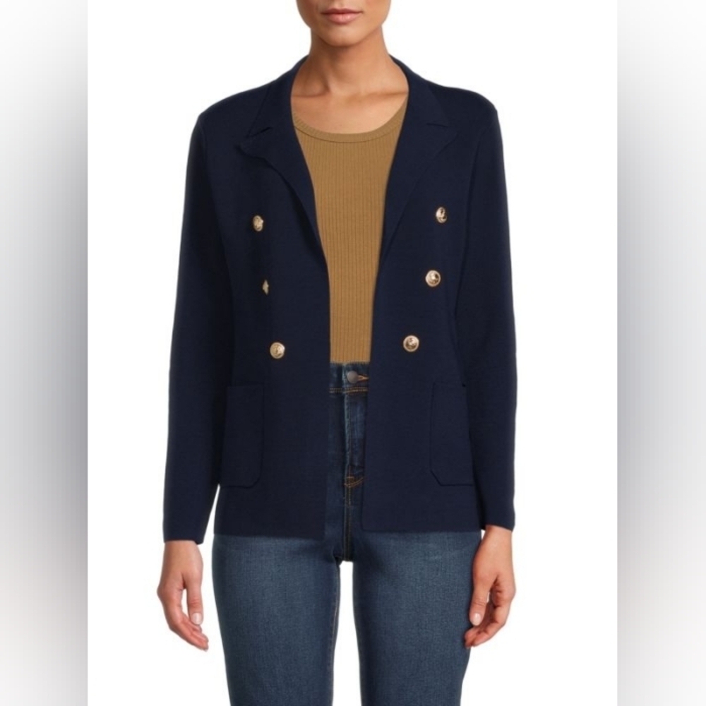 Sioni Open Front Knit Blazer Black Sz L